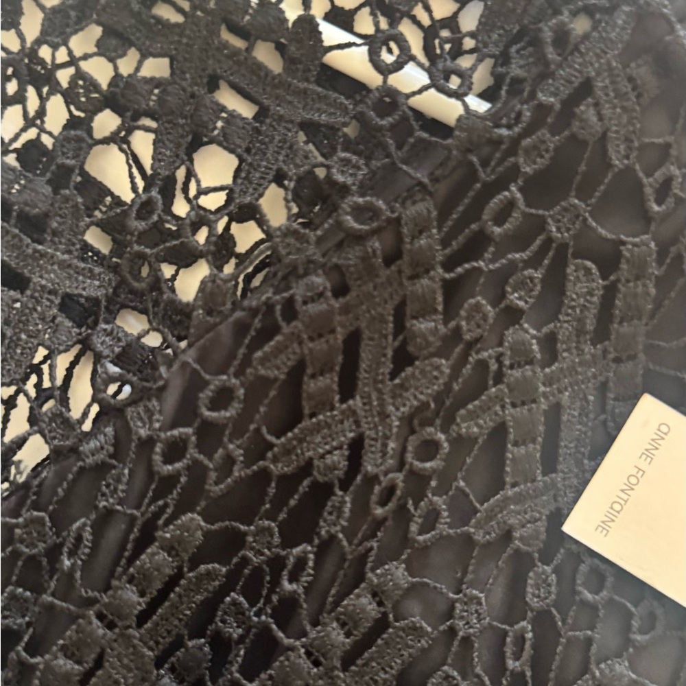 Anne Fontaine Cocktail Dress Black Lace 40 Short Sleeve Sheer Layered NWT - Picture 15 of 15